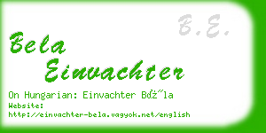 bela einvachter business card